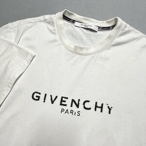 GIVENCHY Women's Logo Print Fitted Vintage T-Shirt White Size M
